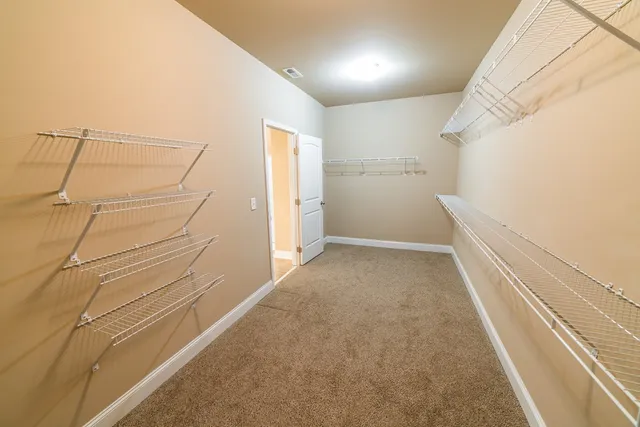 a view of storage and utility room with racks on the wall