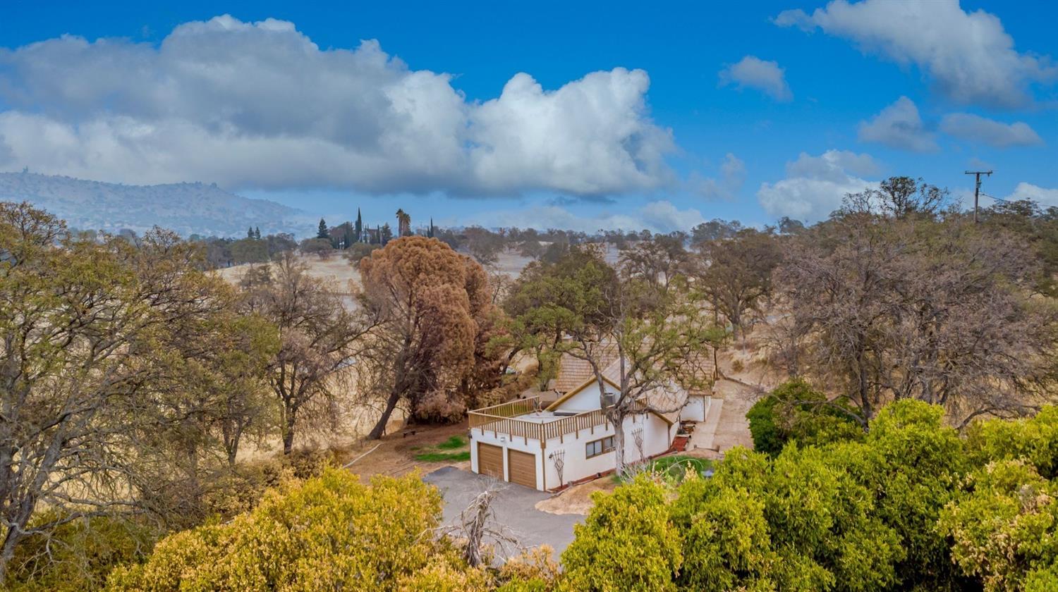 Aerial view of the home from main driveway.