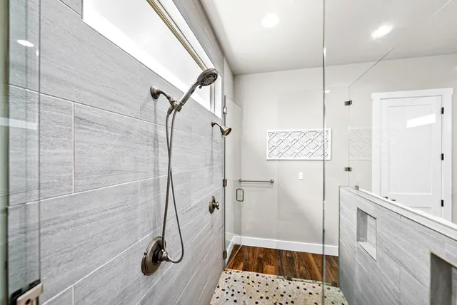 a bathroom with a shower