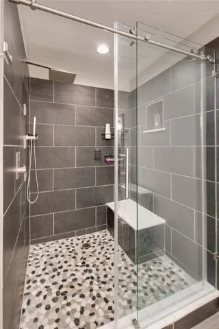 a bathroom with a shower