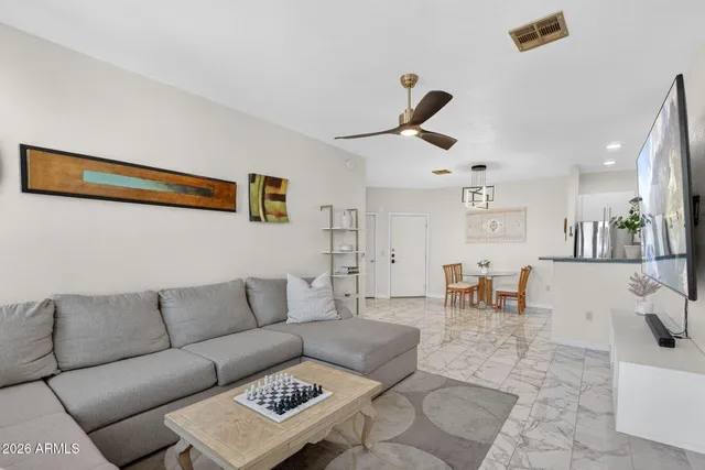 a living room with furniture