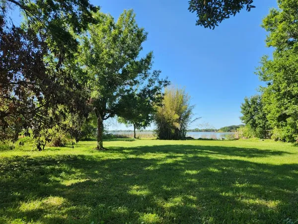 a big yard with lots of green space and trees all around