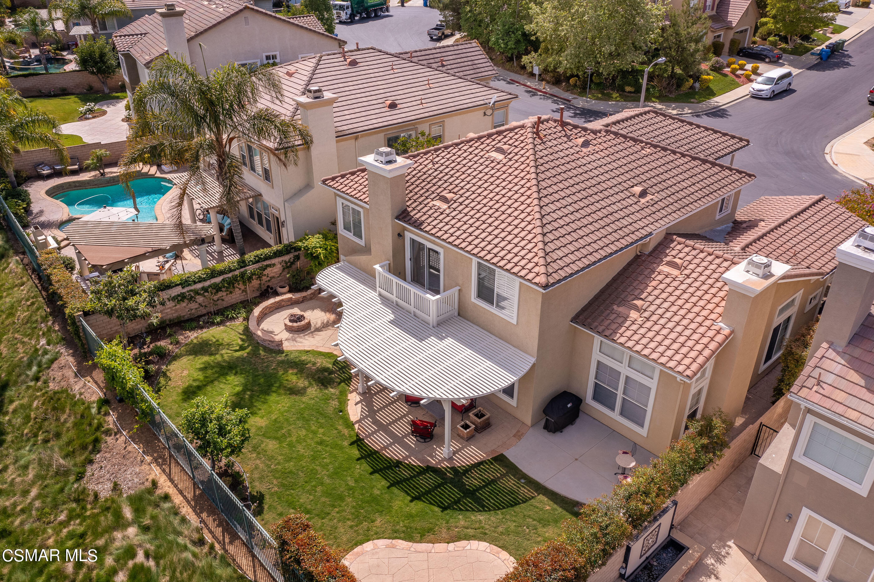 128 Laurel Ridge Drive Simi Valley, CA 93065 - Photo 64 of 66 an aerial view of a house with swimming pool and patio