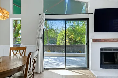 a view of a room with a large window