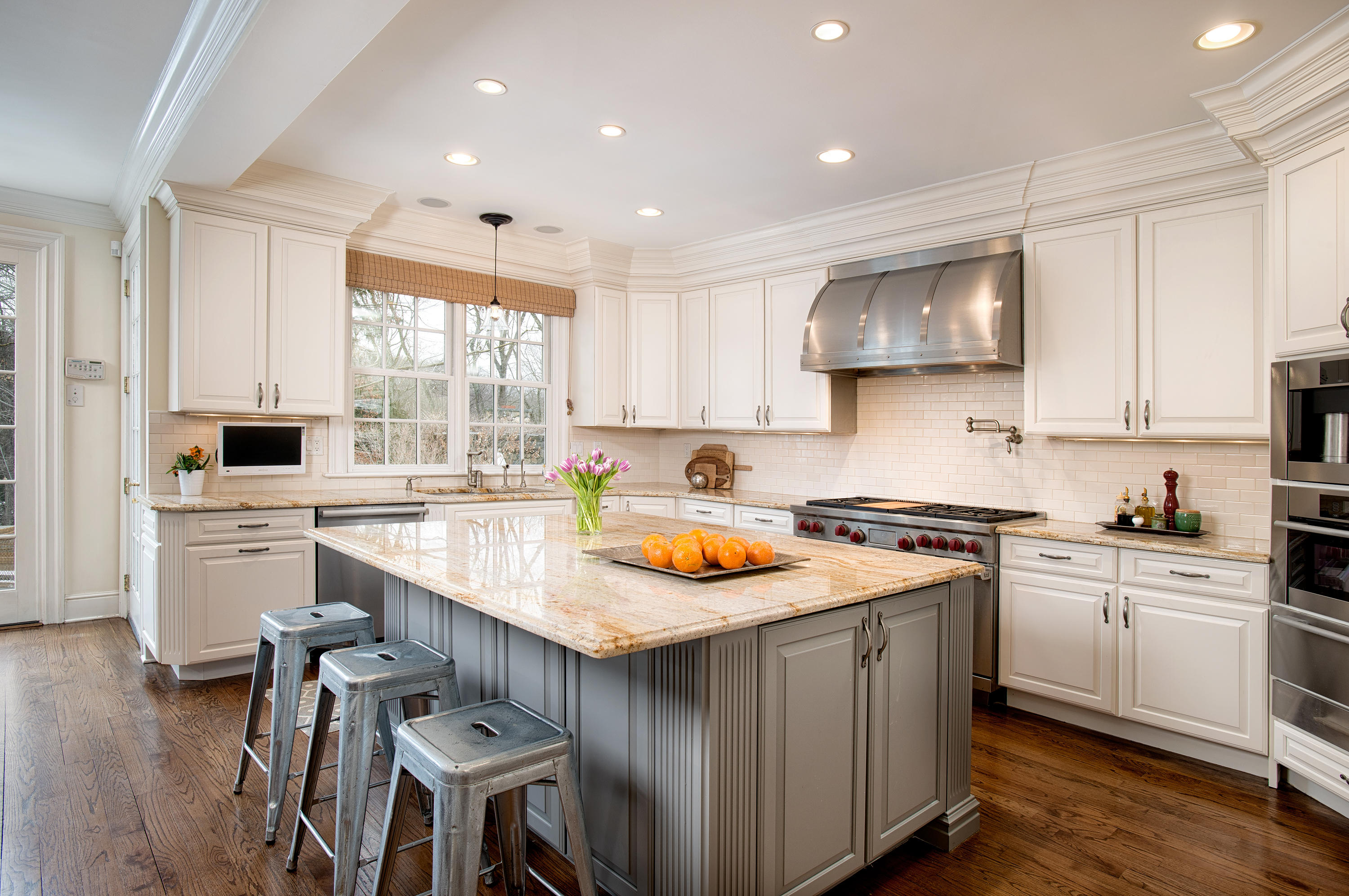276 White Oak Shade Road New Canaan, CT 06840 - Photo 11 of 36 a kitchen with stainless steel appliances granite countertop sink stove top oven and cabinets