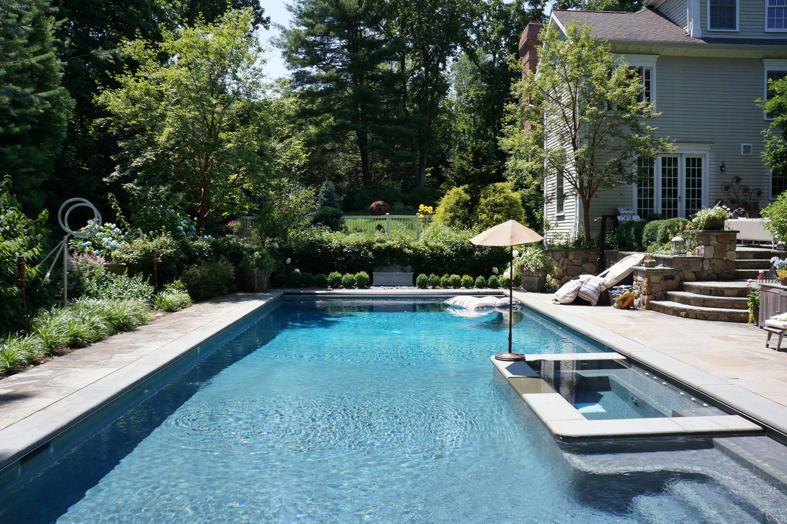 276 White Oak Shade Road New Canaan, CT 06840 - Photo 30 of 36 a view of swimming pool with chairs and plants