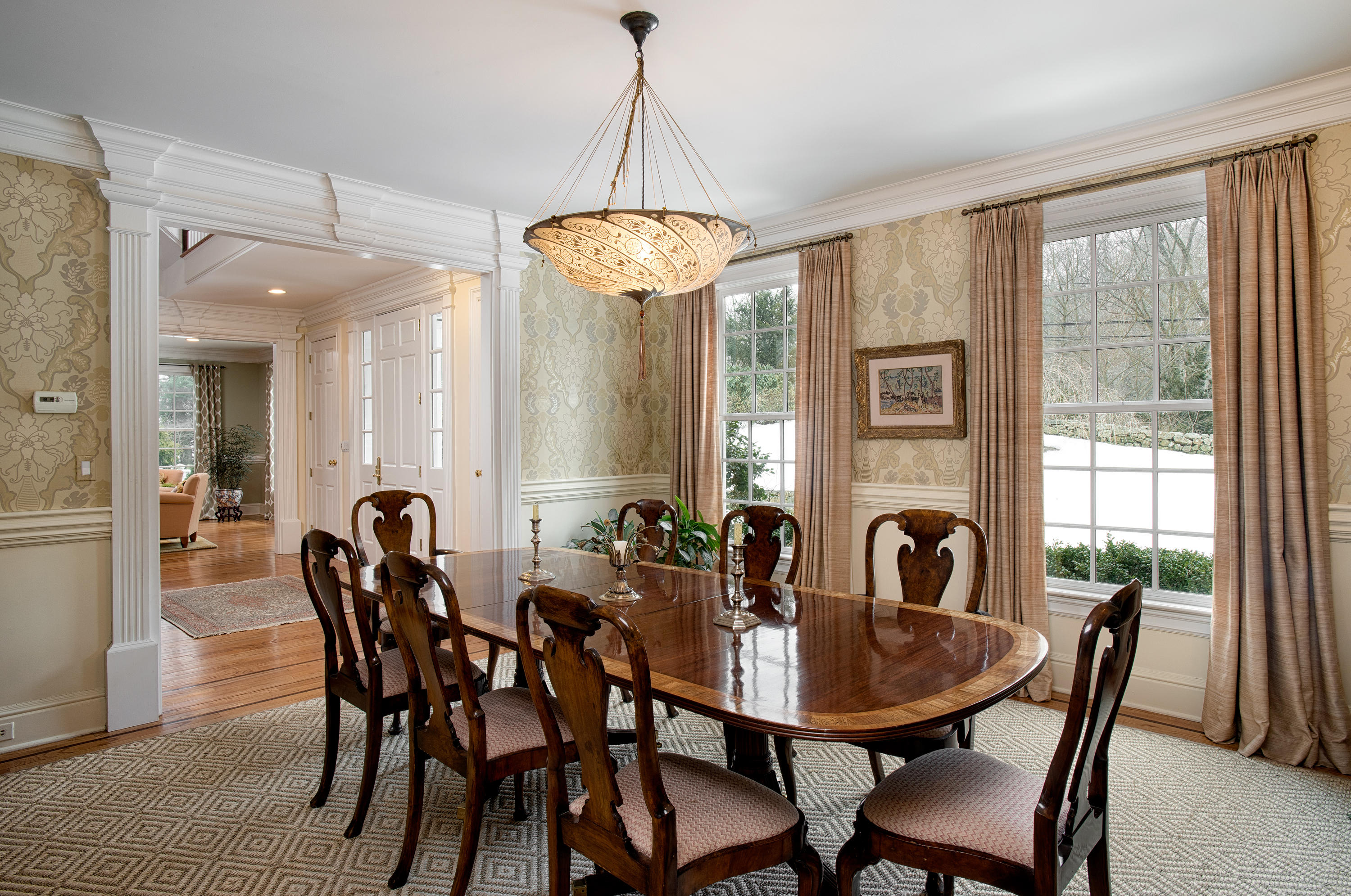276 White Oak Shade Road New Canaan, CT 06840 - Photo 8 of 36 a view of a dining room with furniture window and outside view