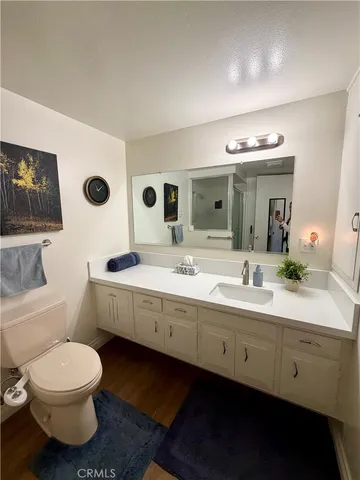 a bathroom with a toilet a sink and mirror