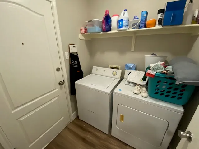 a utility room with dryer and washer