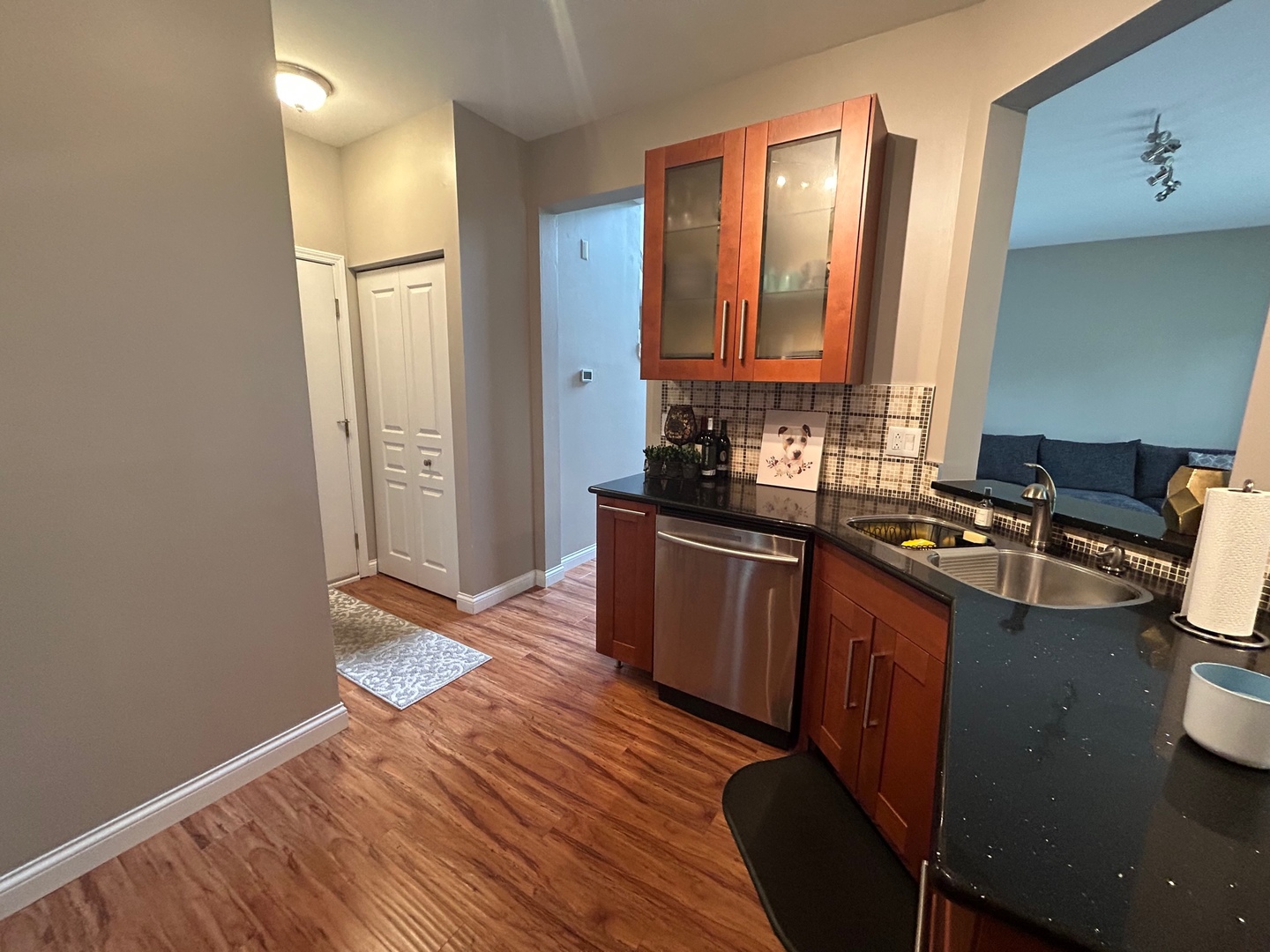1561 Spaulding Road Bartlett, IL 60103 - Photo 12 of 25 a kitchen with granite countertop a sink cabinets and wooden floor