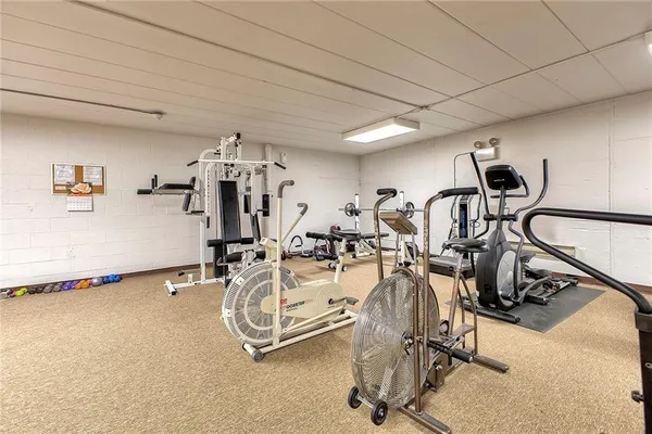a view of a room with gym equipment