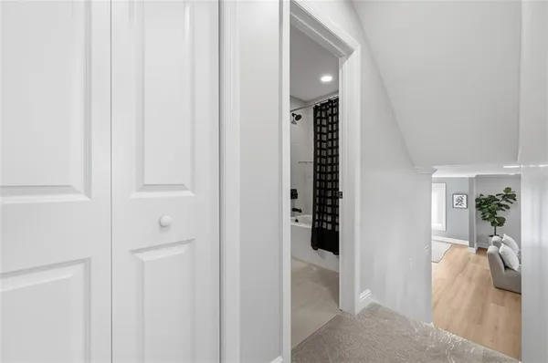 hallway with view of living room