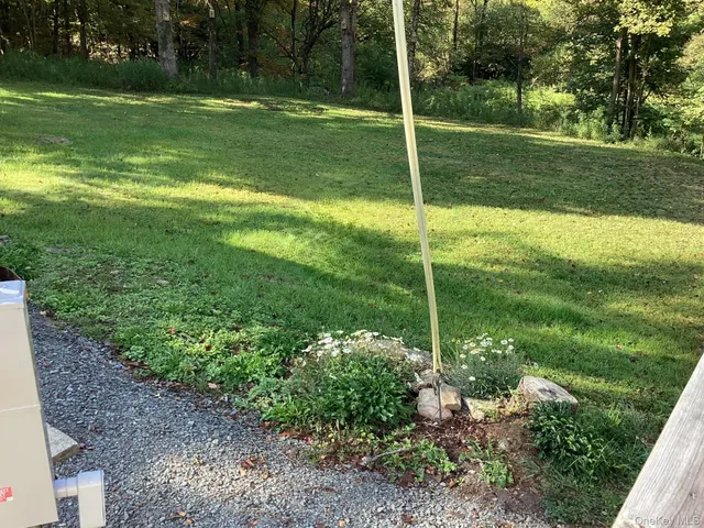 a garden view with a fountain