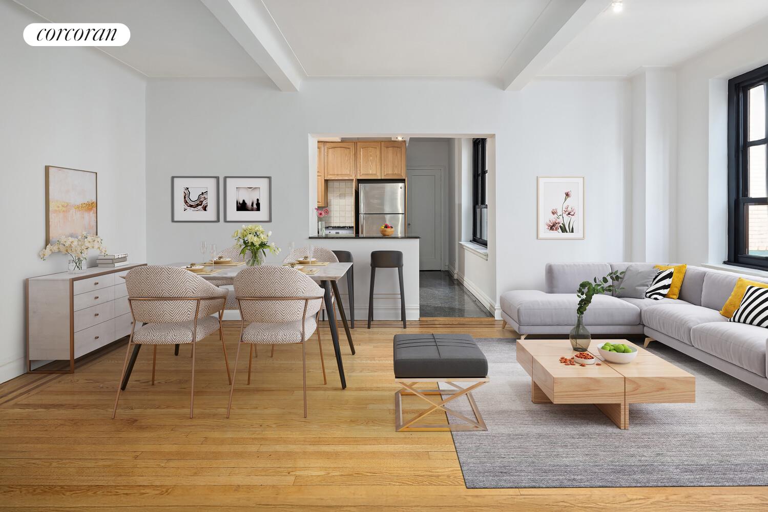 235 East 22nd Street, Unit 6P Manhattan, NY 10010 - Photo 2 of 5 a living room with furniture a rug and a window