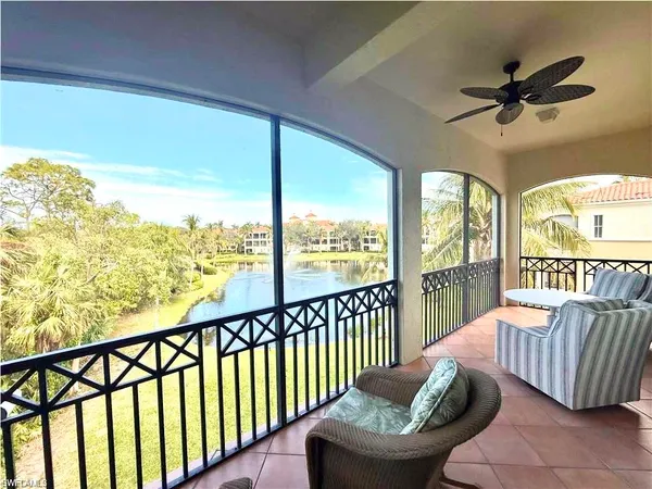 a view of a porch with furniture
