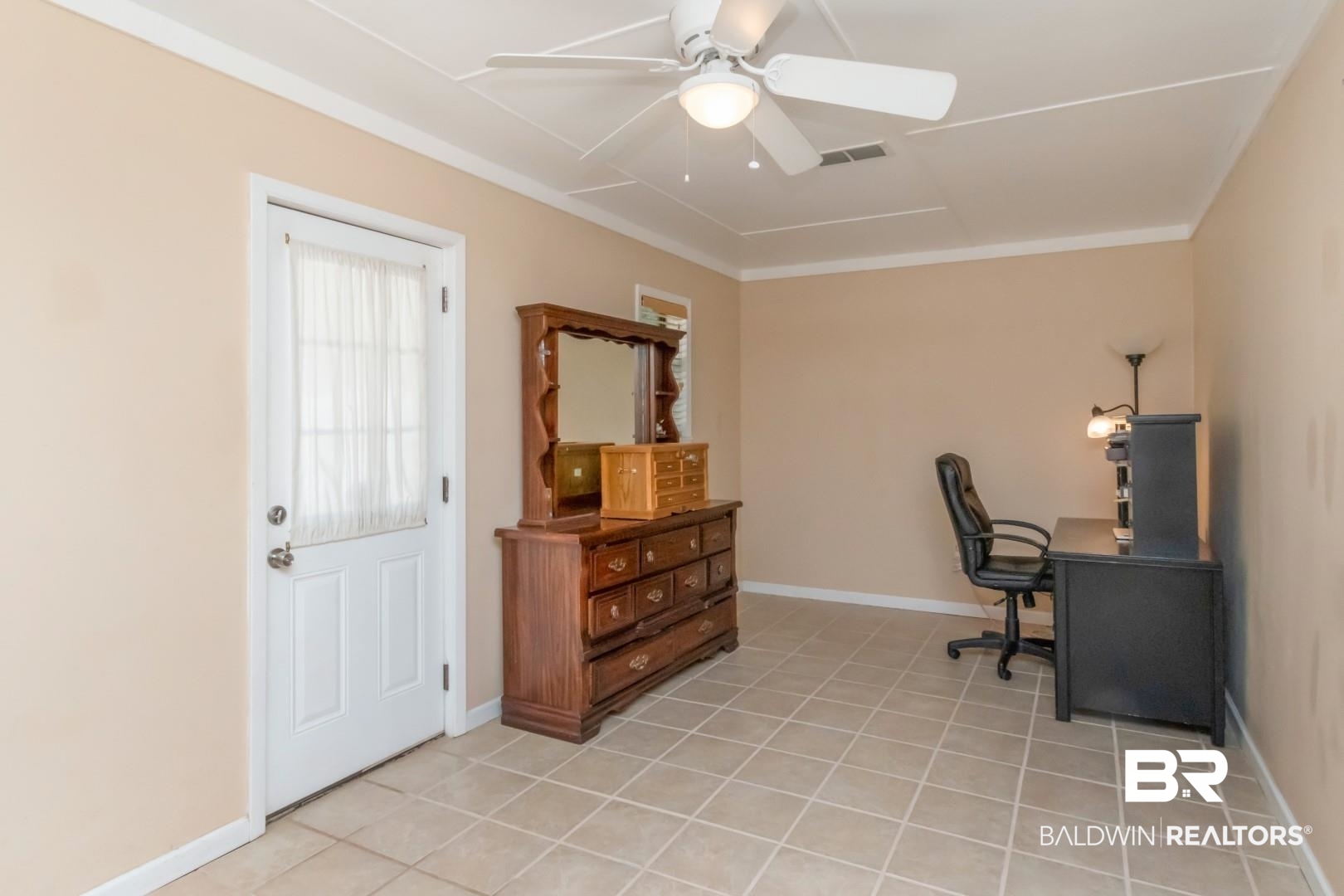 1321 Rainbow Drive West Mobile, AL 36693 - Photo 24 of 48 Tiled office with ornamental molding and ceiling fan