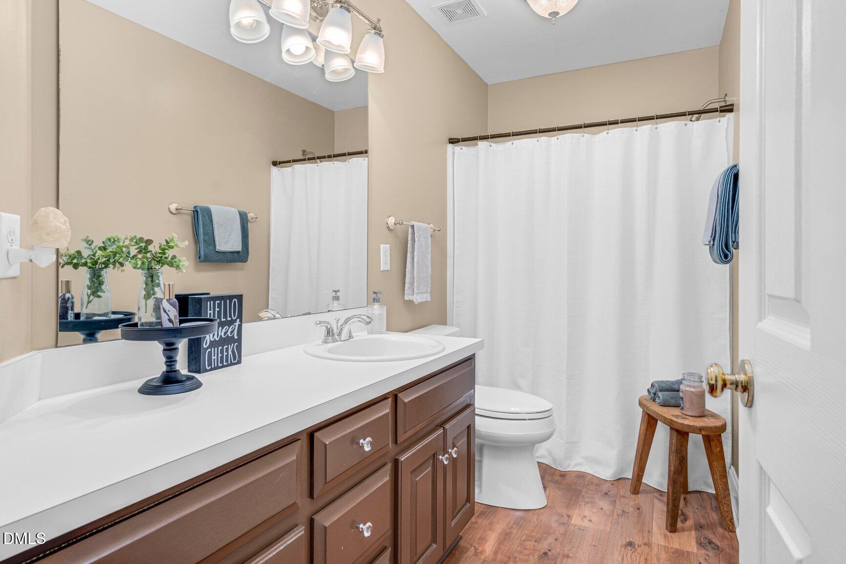 259 Sacred Fire Road Louisburg, NC 27549 - Photo 23 of 35 a bathroom with a double vanity sink mirror and toilet