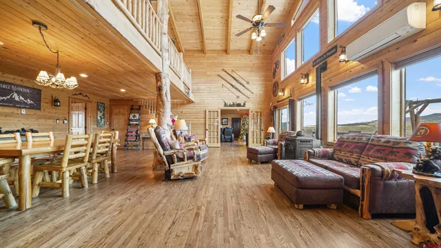 a view of a porch with seating space