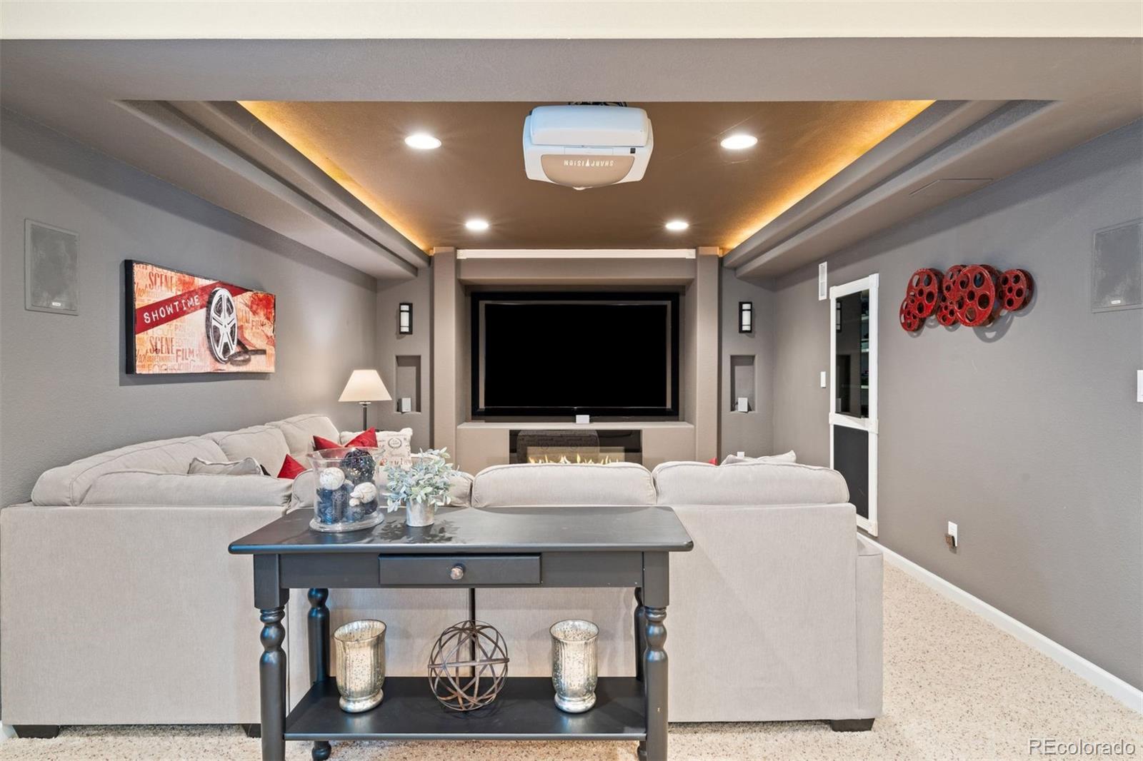 10289 South Dan Court Highlands Ranch, CO 80130 - Photo 26 of 36 a living room with furniture and a flat screen tv