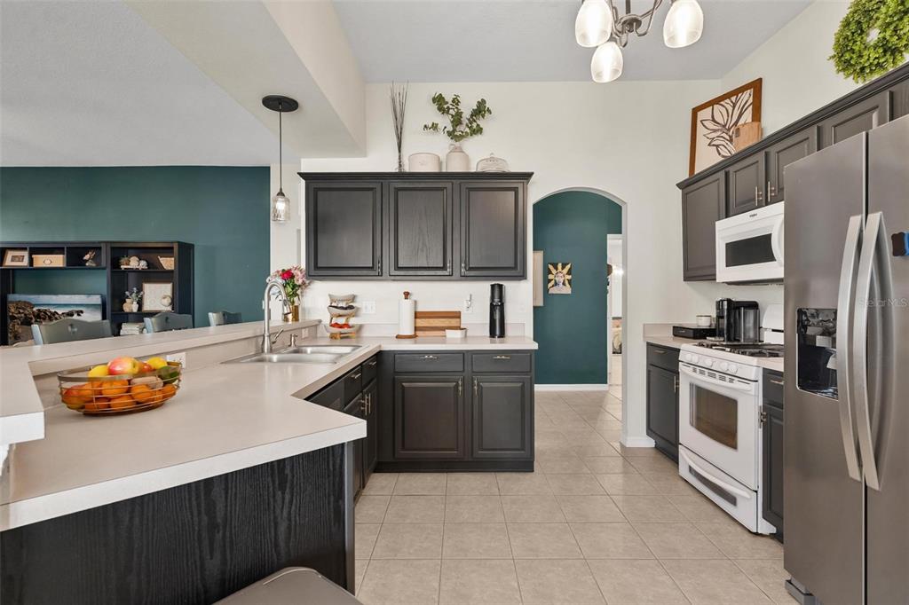 33142 Kaylee Way Leesburg, FL 34788 - Photo 17 of 45 a kitchen with stainless steel appliances granite countertop a sink stove and refrigerator