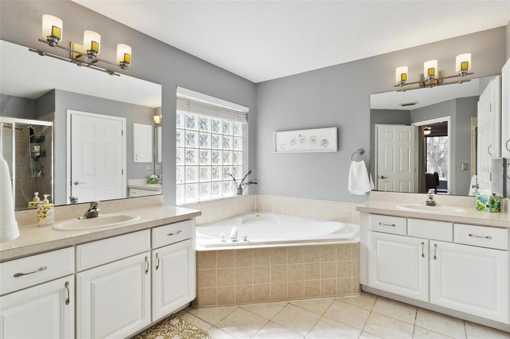 33142 Kaylee Way Leesburg, FL 34788 - Photo 25 of 45 a bathroom with a tub sink and mirror