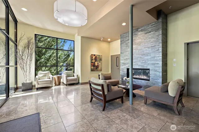 a view of a terrace with sitting area