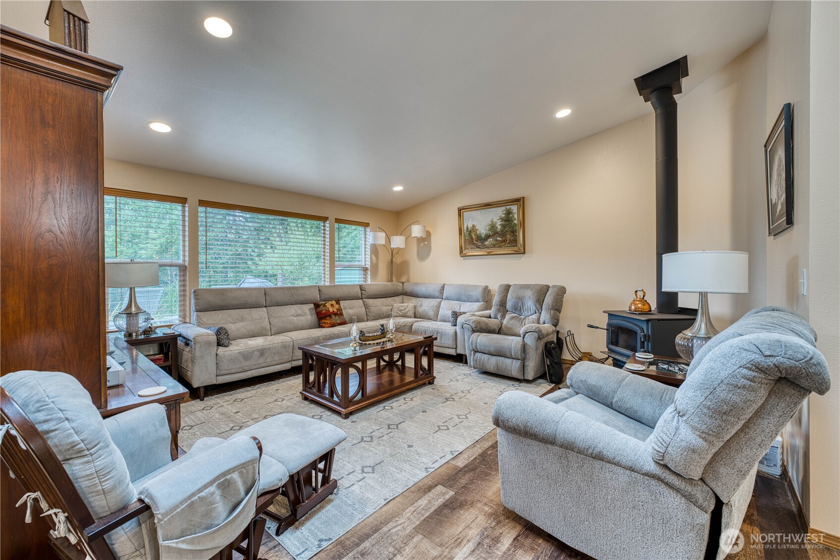 991 Northeast Hurd Road Belfair, WA 98528 - Photo 19 of 40 a living room with furniture and a large window