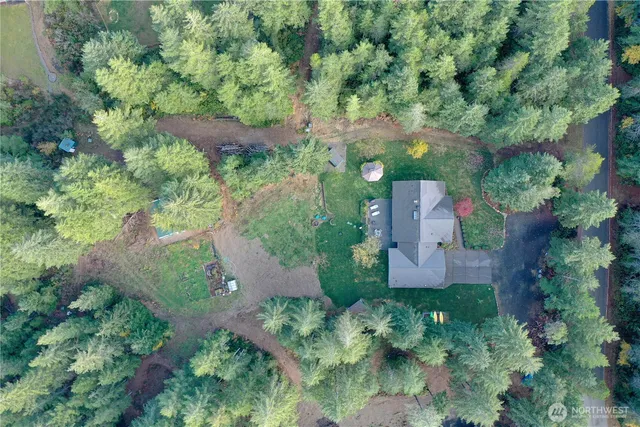 an aerial view of a house