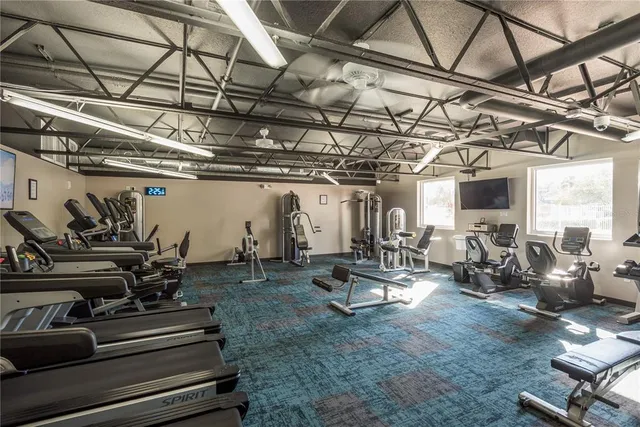a view of a room with gym equipment