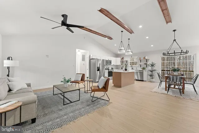 a living room with furniture