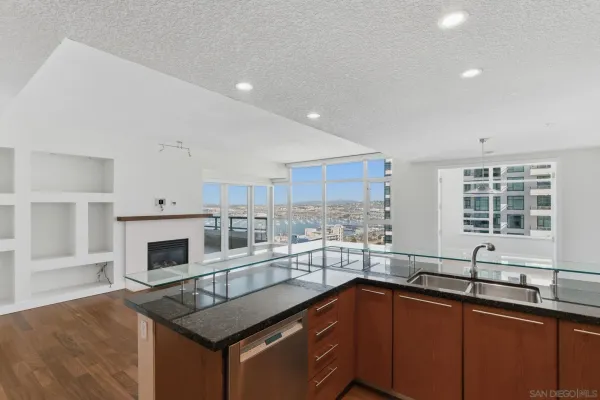 a view of a lake from a windows