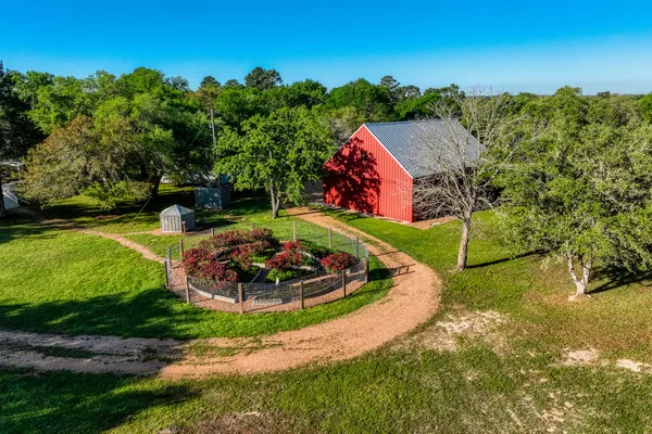 a view of a garden with flowers