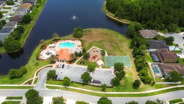 an aerial view of a house