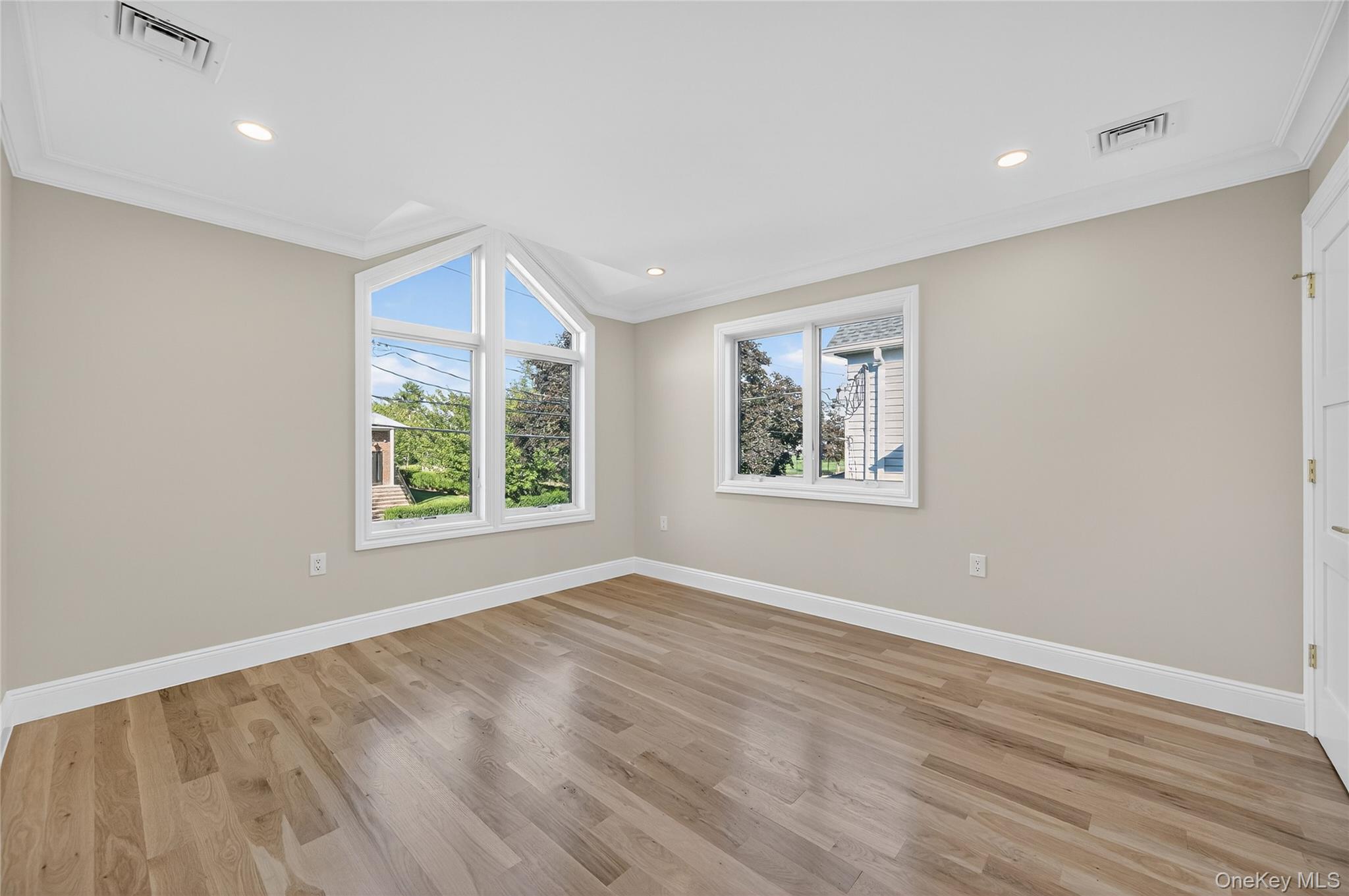 80 Clapham Avenue Manhasset, NY 11030 - Photo 18 of 31 Spare room with ornamental molding, light wood finished floors, and recessed lighting