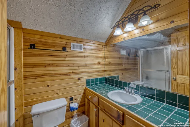 a bathroom with a sink and a shower