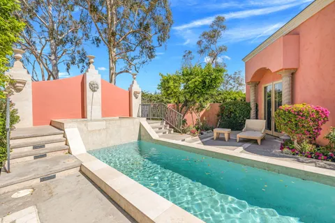 a outdoor view with a sitting space