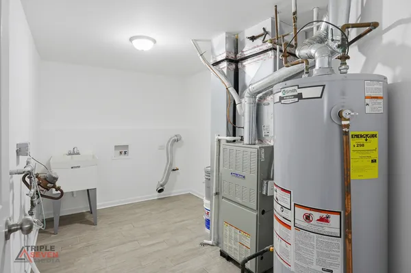 a view of a storage & utility room with toys