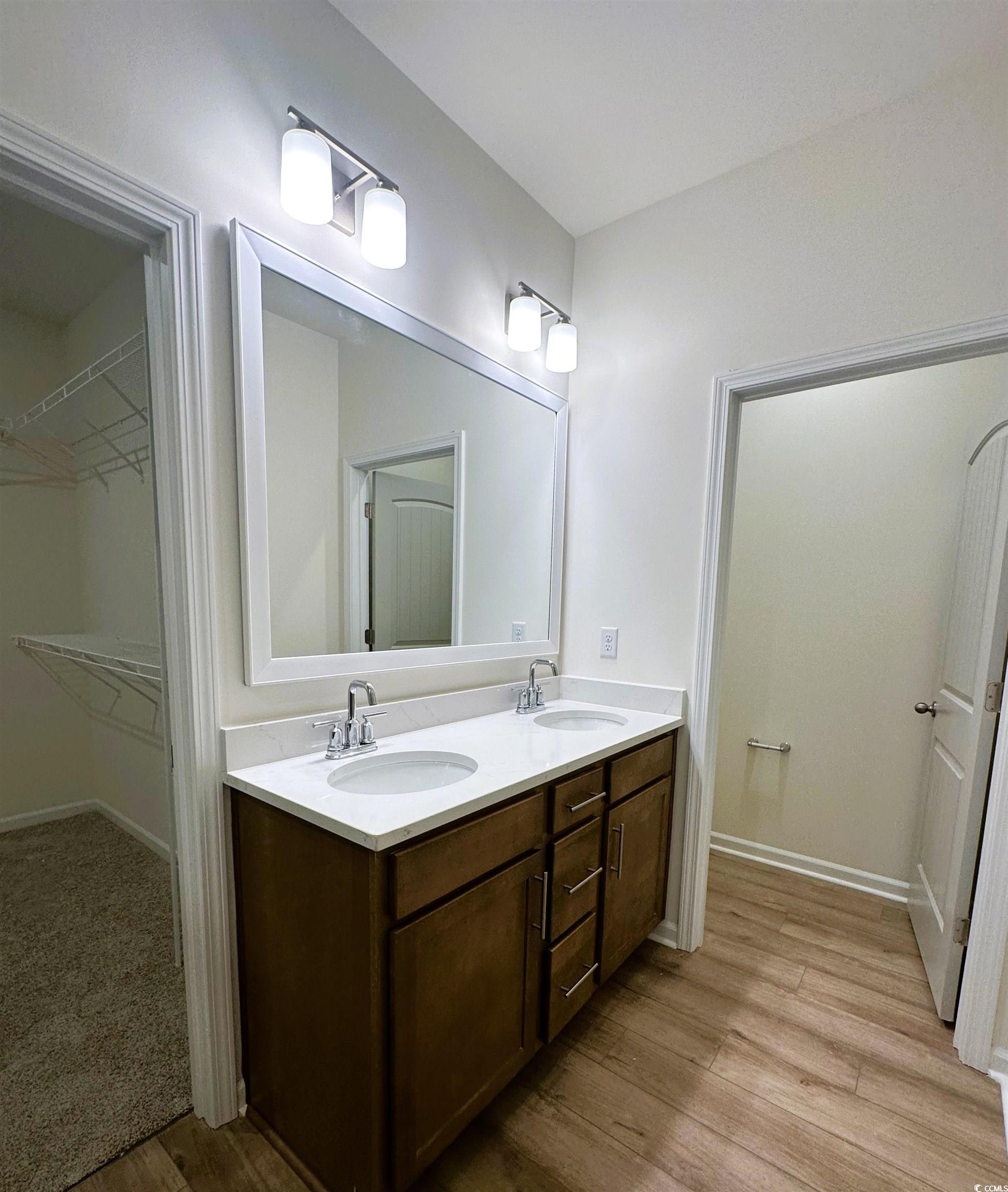 892 Birch Gdn Drive Longs, SC 29568 - Photo 8 of 15 Full bath featuring double vanity, light wood-type flooring, and a walk in closet