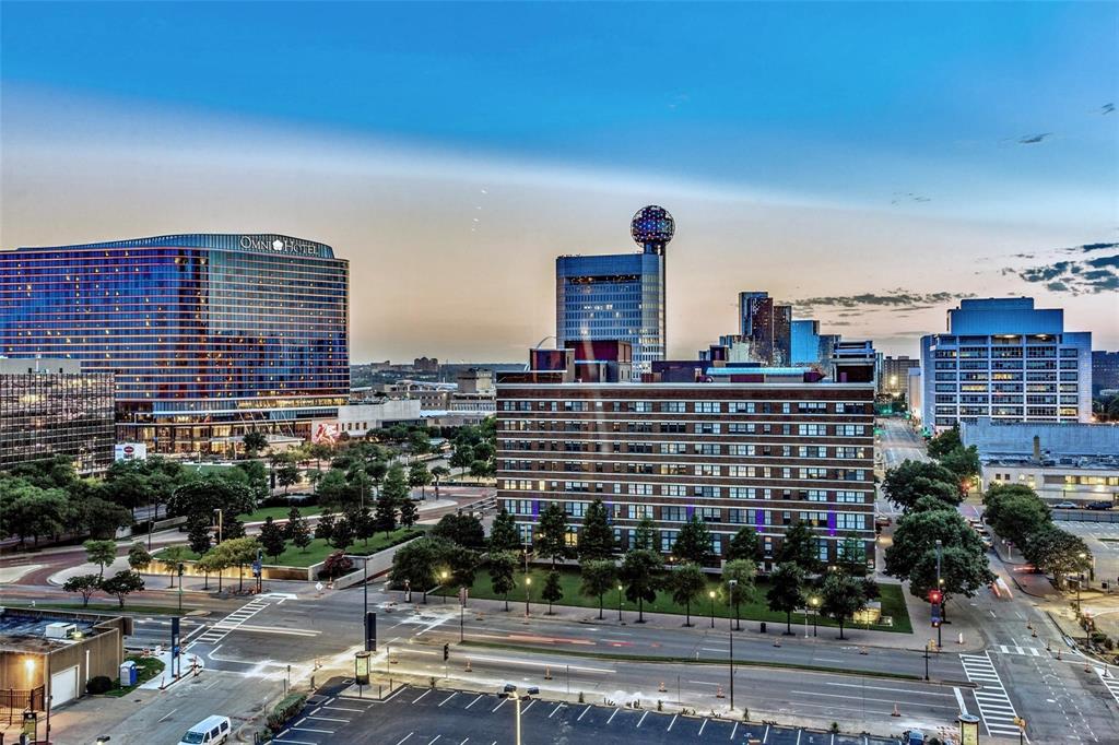 a view of a city with tall buildings