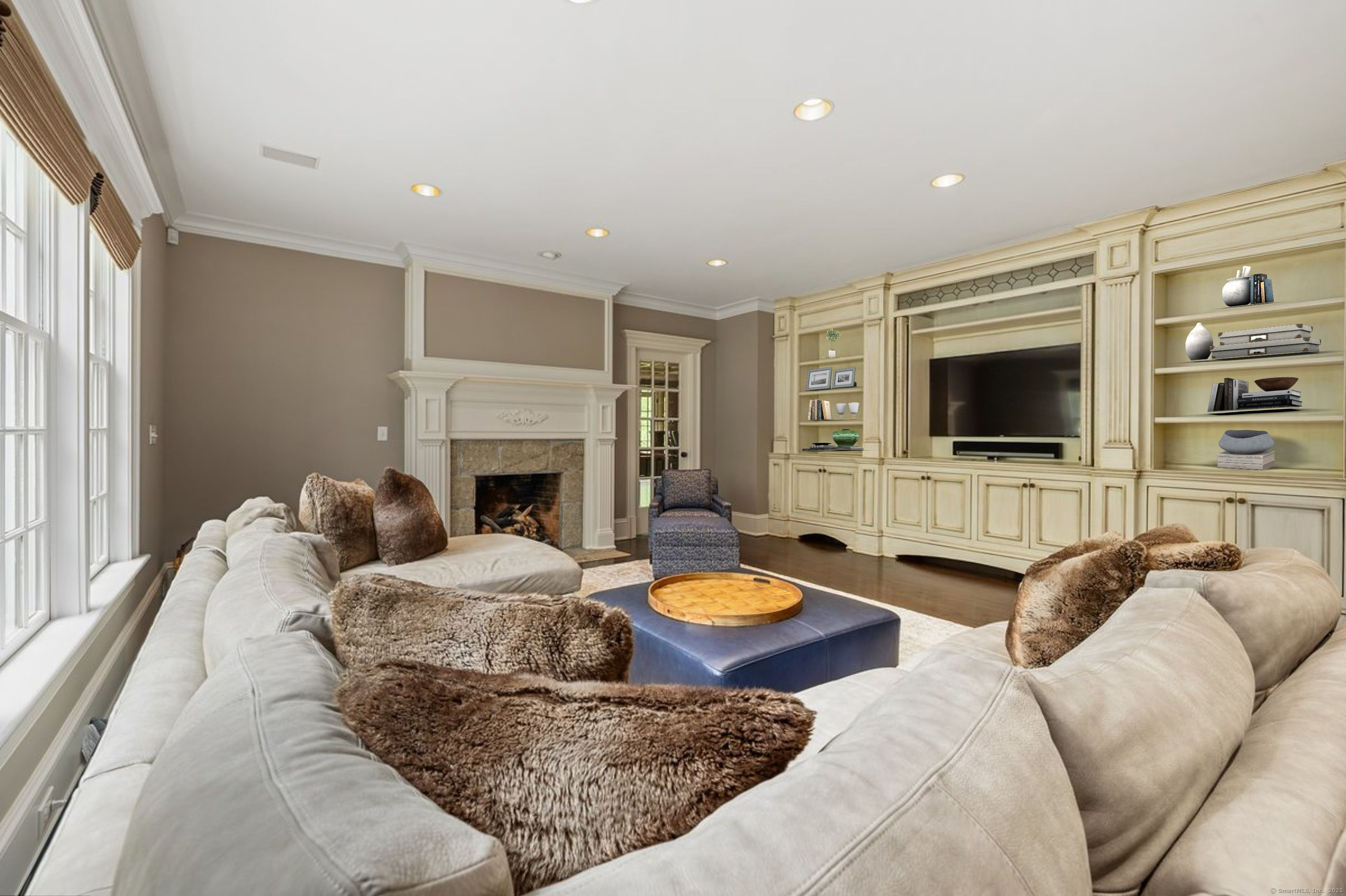 174 Branchville Road Ridgefield, CT 06877 - Photo 13 of 40 a living room with furniture and a flat screen tv