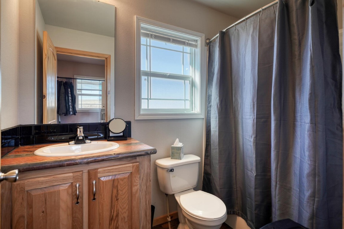608 Rio Blanco Road Hartsel, CO 80449 - Photo 12 of 26 a bathroom with a sink a toilet and a mirror