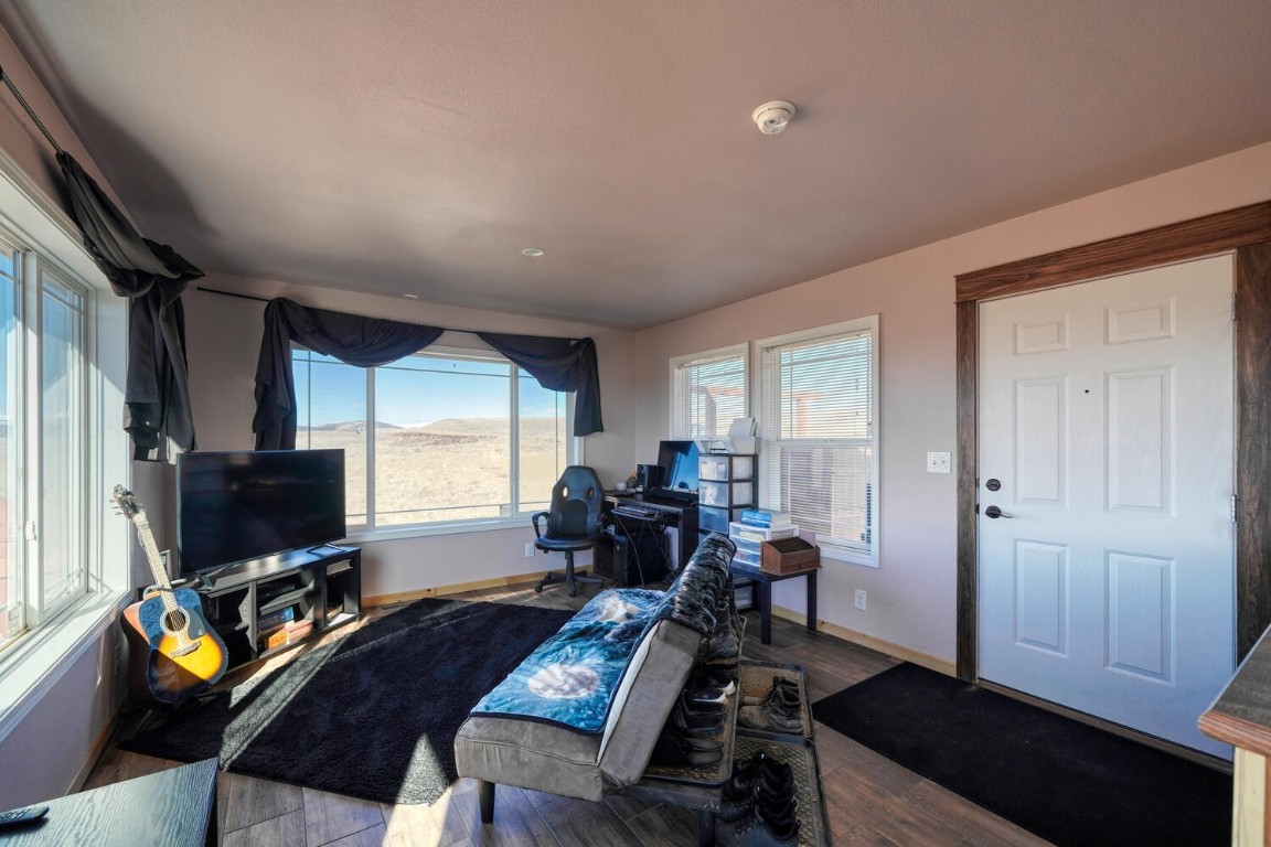 608 Rio Blanco Road Hartsel, CO 80449 - Photo 4 of 26 a living room with furniture a flat screen tv and a window