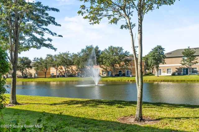 a view of a lake with a large trees