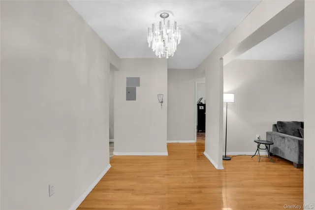 a view of a livingroom with a chandelier