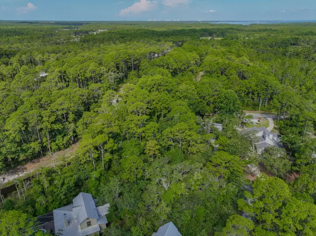 a view of a field with an ocean