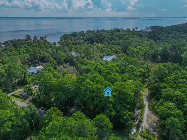a view of a lake with a building in the background