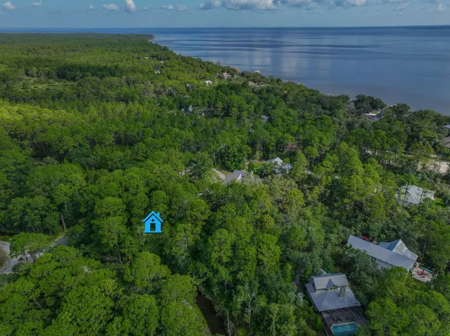 a view of a garden with a building in the background