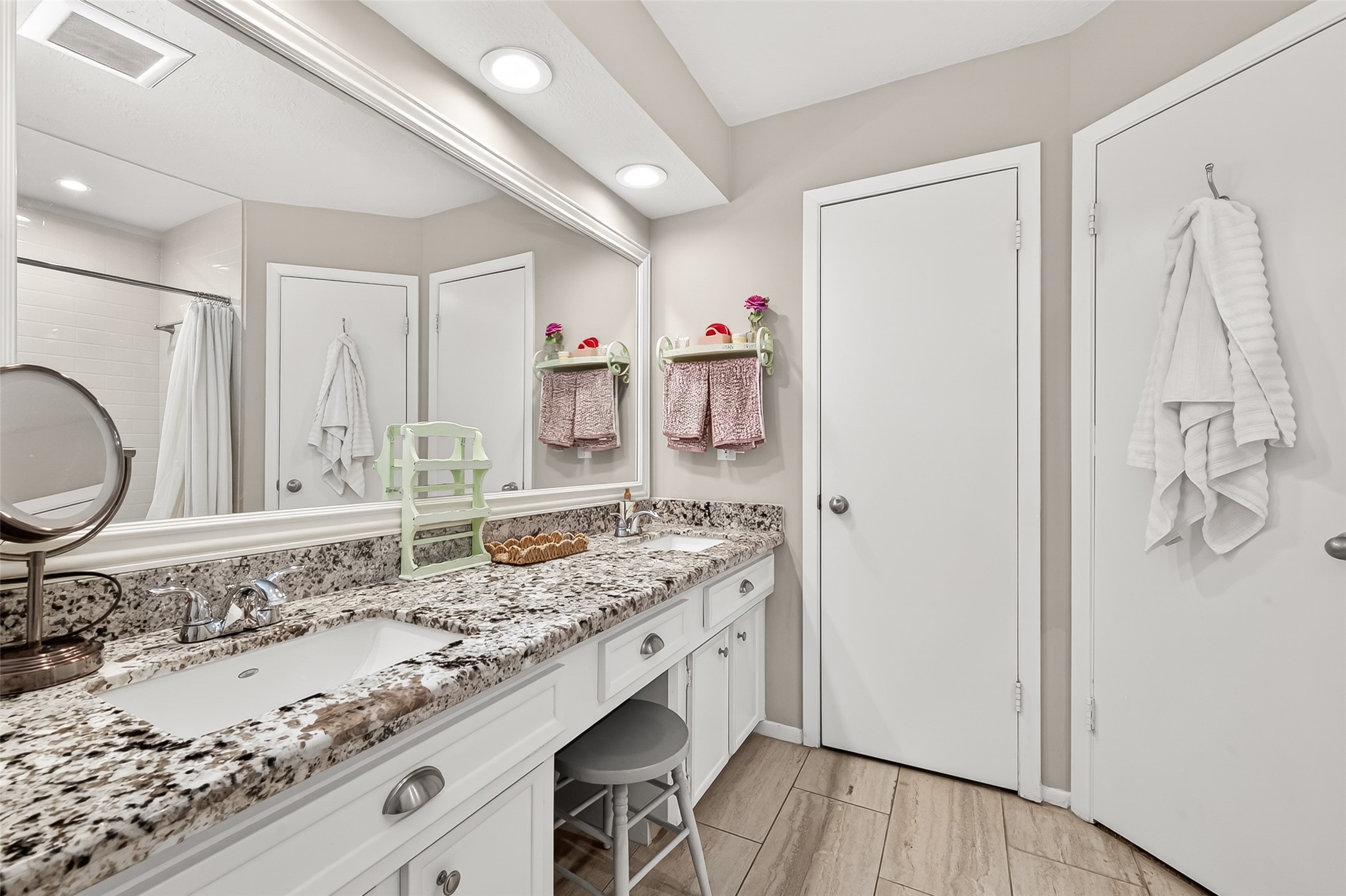 17611 Sorrell Ridge Drive Spring, TX 77388 - Photo 42 of 50 a bathroom with a granite countertop sink and a mirror