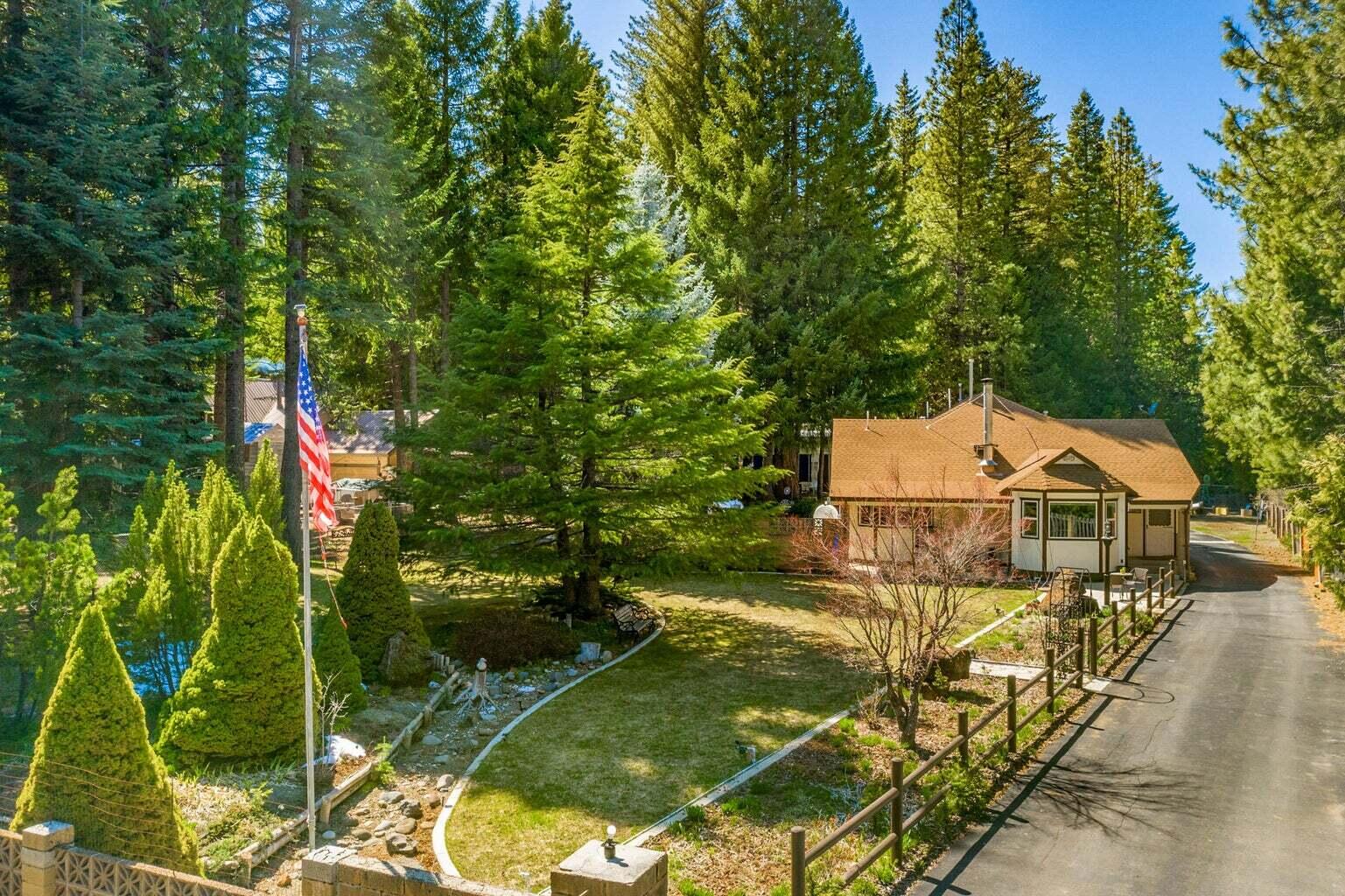 an aerial view of a house
