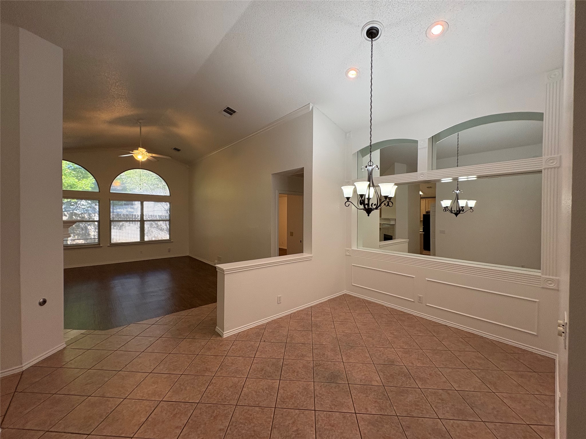 Formal dining area open to entry and living room